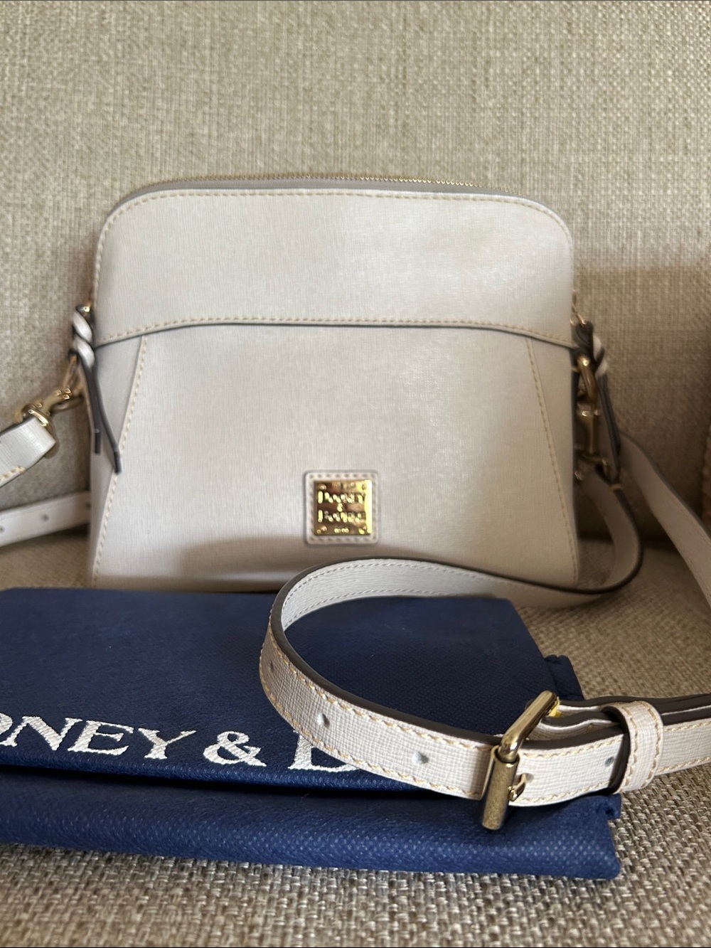 Dooney & Bourke Cream Crossbody Bag with Gold Hardware